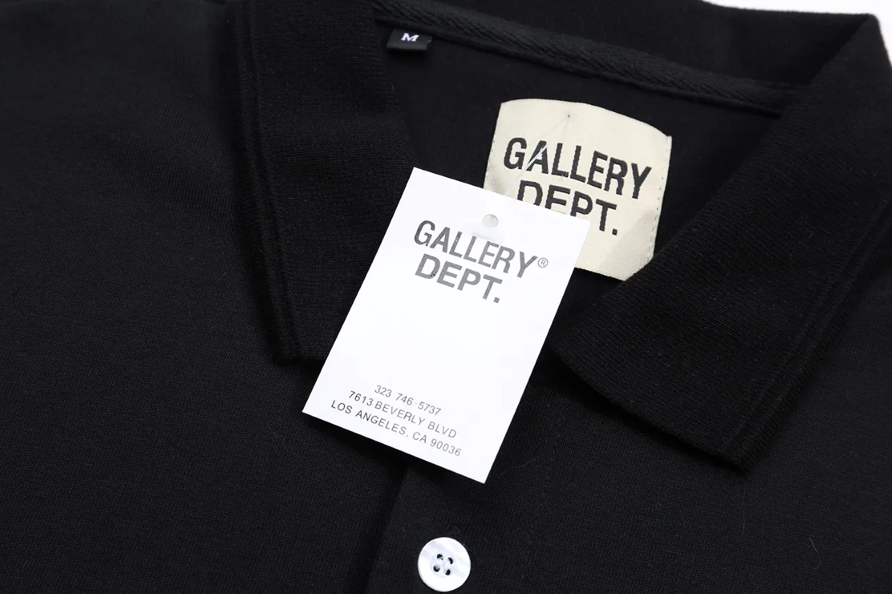 p116 649#Gallery Dept New classic basic style letter LOGO basic slogan Polo short-sleeved T-shirt double yarn pure cotton short Tee black navy blue S～XL